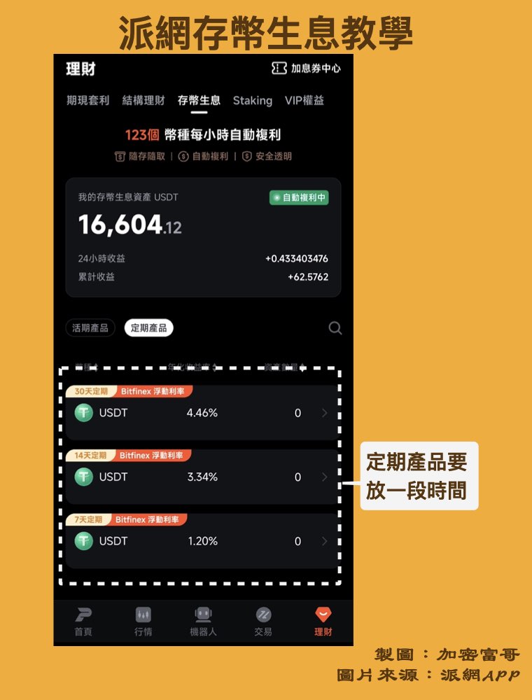 派網存幣生息教學：查看定期產品